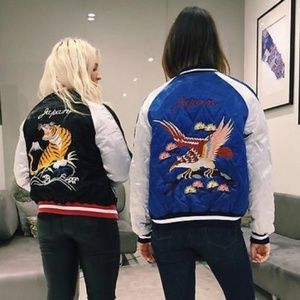 Topshop Reversible Satin Bomber Jacket Vintage